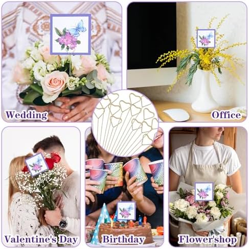 20Pcs Heart Shape Flower Card Holder Stick for Wedding and Party