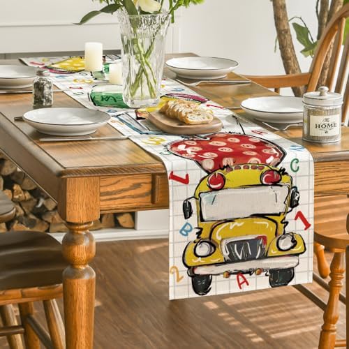 Artoid Mode School Bus Table Runner 13x72 Inch