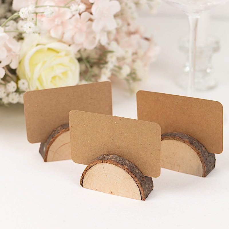 10 Natural Semicircle Wood Place Card Holders for Events