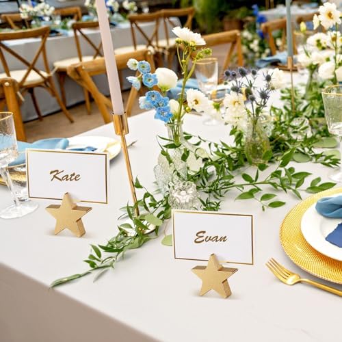 Kigley 24 Pcs Star Wooden Table Place Card Holders