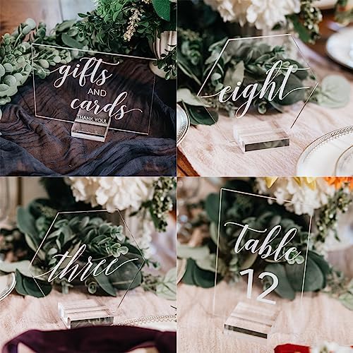 14 Piece Acrylic Sign Holders Clear Card Stands