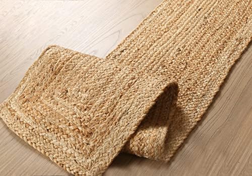Goroly Home Reversible Jute Braided Table Runner 13x72 Inch Natural