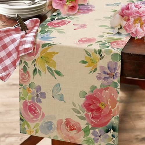 Seliem Spring Summer Floral Table Runner 13x72 Inches