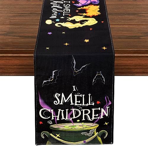 Halloween Table Runner Hocus Pocus Burlap 13x72 Inches