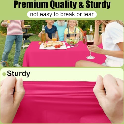 Smiry Disposable Table Cloth 10 Pack Hot Pink 54x108 Inch