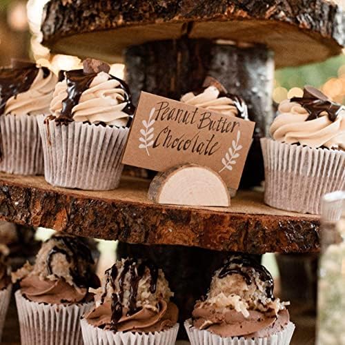 30 Pcs Rustic Wood Place Card Holders with 32 Pcs Kraft Tented Cards