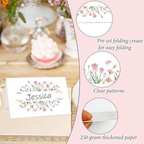 50 Pcs Floral Place Cards for Wedding and Party