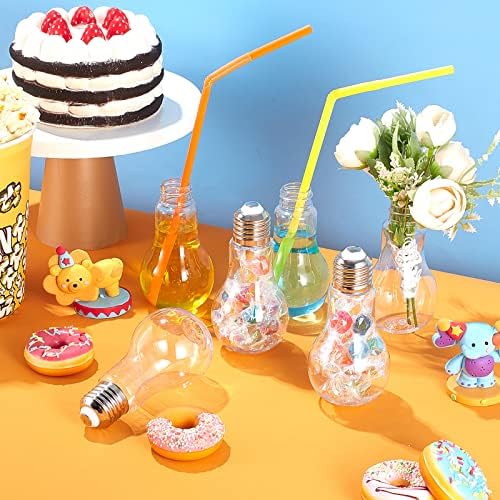 Gerrii 144 Pcs Plastic Light Bulb Jars with Silver Lids