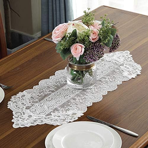 Homxi White Flower Lace Table Runner 30x250CM