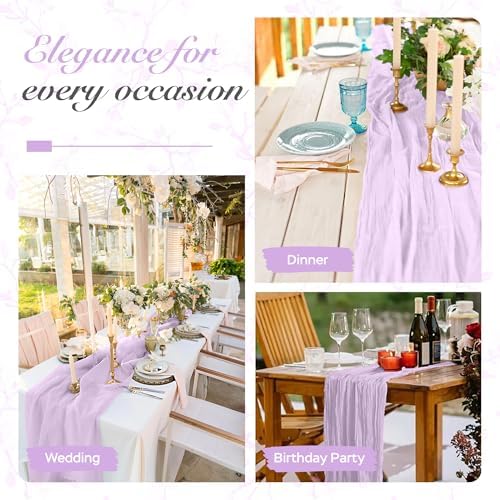Cheesecloth Table Runner 35x120 Inch Lilac Purple 3 Pack