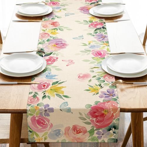 Seliem Spring Summer Floral Table Runner 13x72 Inches
