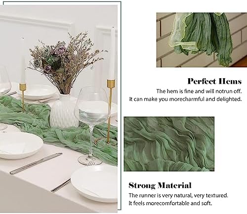 2 Pack 10 Ft Sage Green Cheesecloth Table Runners