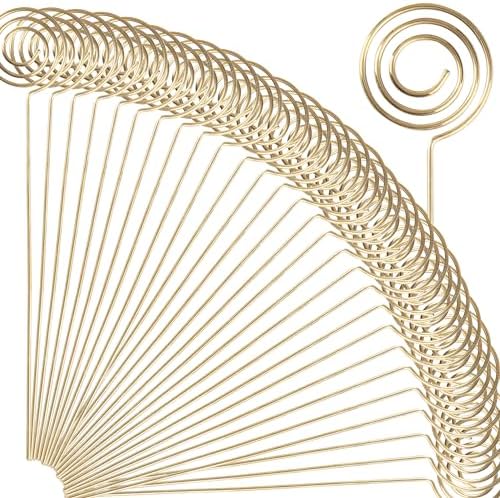 HW 50pcs 47 Inch Golden Ring Wire Clip Table Card Holders