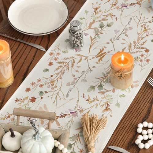 Artoid Mode Floral Leaves Fall Table Runner 13x72 Inch