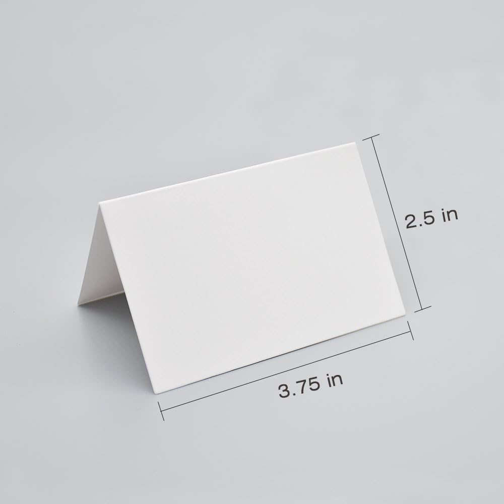 AZAZA 50 Pcs White Place Cards with Gold Border