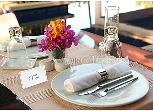 100 Pack Silver Foil Border Place Cards for Events