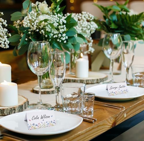 100 Floral Wildflower Place Cards for Wedding and Party Use