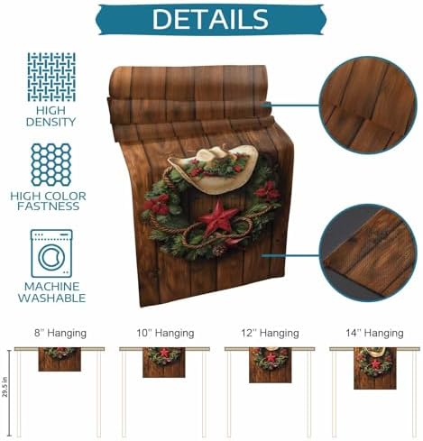 Christmas Western Cowboy Hat Farm Star Garland Table Runner 108 Inch