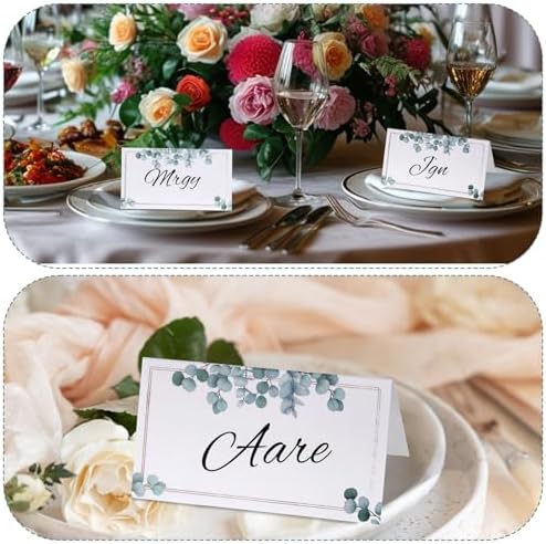 Zyghjort 50 Pcs Folding Place Cards for Weddings and Parties