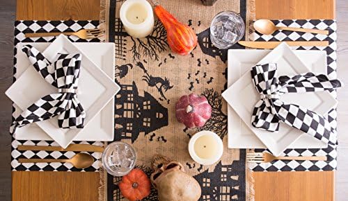 DII Halloween Burlap Table Runner 14x74 Black Tan