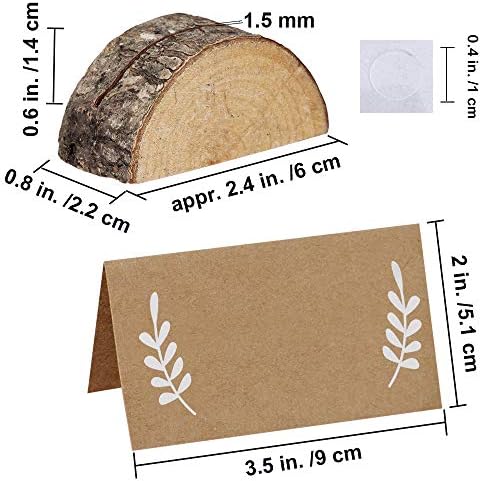 30 Pcs Rustic Wood Place Card Holders with 32 Pcs Kraft Tented Cards