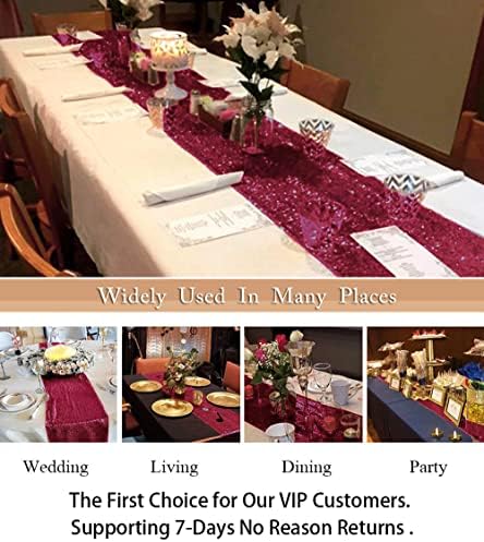 ShinyBeauty Burgundy Sequin Table Runners 2 Pack