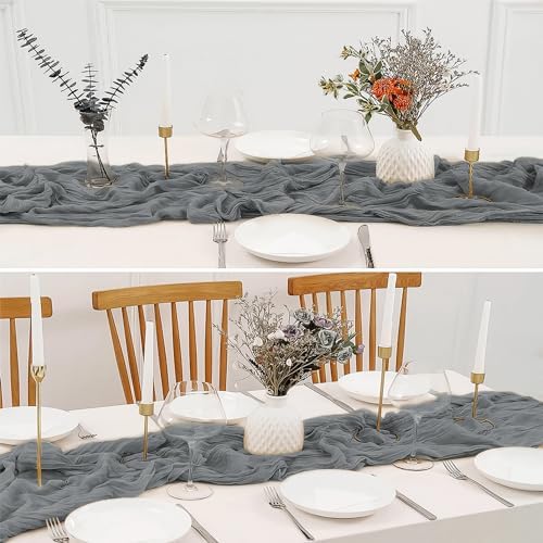 2 Pack 10 Ft Grey Cheesecloth Table Runners