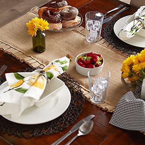 DII Jute Burlap Table Runner 14x108 with Ruffle Trim