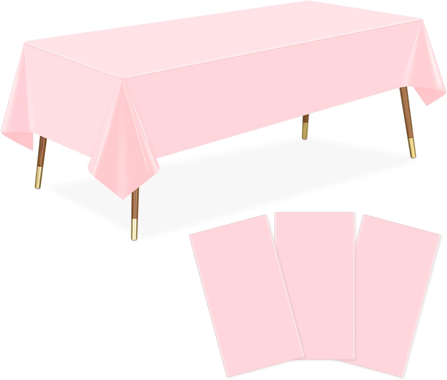 3 Pack Pink Plastic Table Cloths for 8 Foot Table
