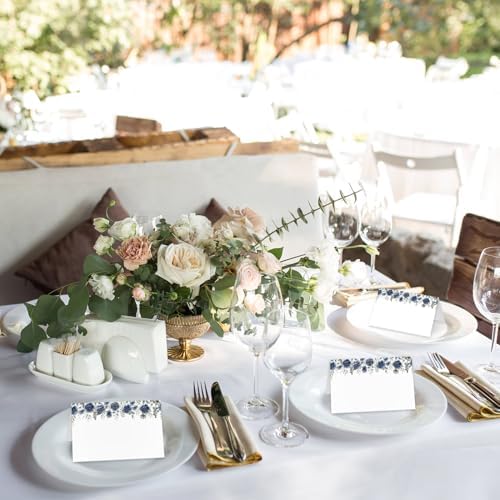 Blue Flower Place Cards Set of 25 for Wedding Banquet Events