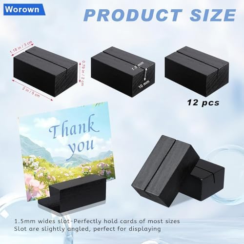 Worown 12 Pcs Mini Wooden Place Card Holders