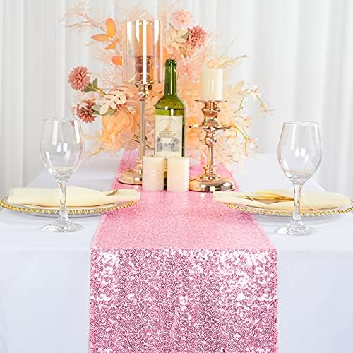 ShinyBeauty 12x72-Inch Fuchsia Pink Sequin Table Runner