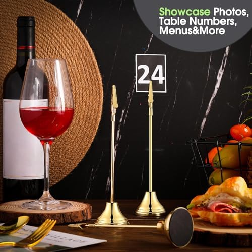 12 Pcs Gold Table Number Holders with Alligator Clip