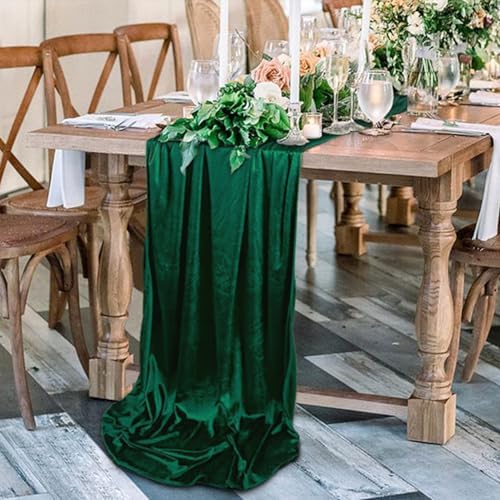 ShinyBeauty Emerald Green Velvet Table Runner 29x120 Wedding Party Use