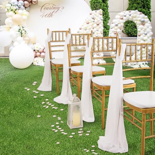 10 Pack White Chiffon Table Runners 14x120 Inches