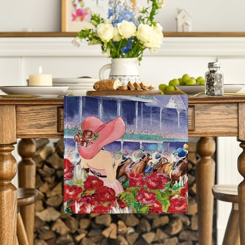 Artoid Mode Rose Horse Racing Castle Table Runner 13x90 Inch