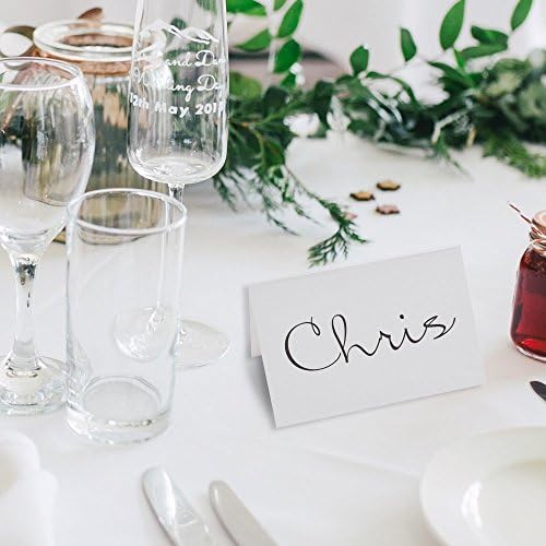 AZAZA 50 Pcs White Place Cards with Gold Border