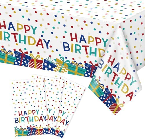 3 Pcs Plastic Tablecloth for Birthday Parties