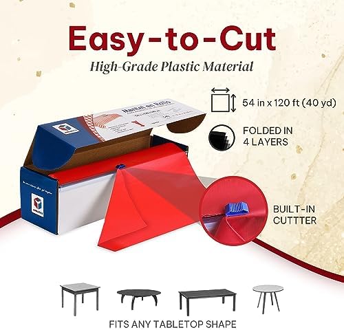 Amatra All-Purpose Plastic Table Cover Roll Red 54in x 120ft