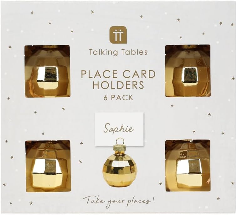 Talking Tables 6 Reusable Gold Disco Ball Place Card Holders