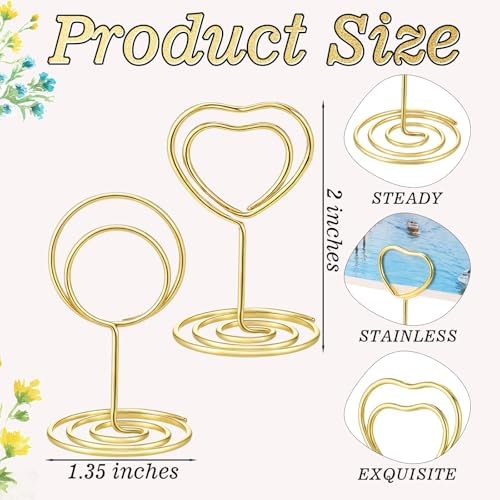 Patelai 36 Pcs Gold Wire Table Number Holders