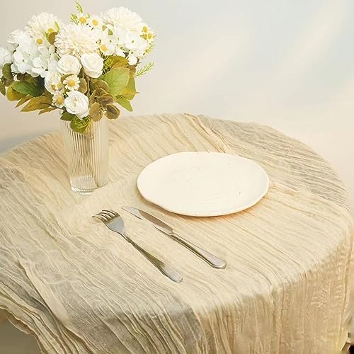 12 Pcs Beige Cheesecloth Table Runner 13ft for Decorations