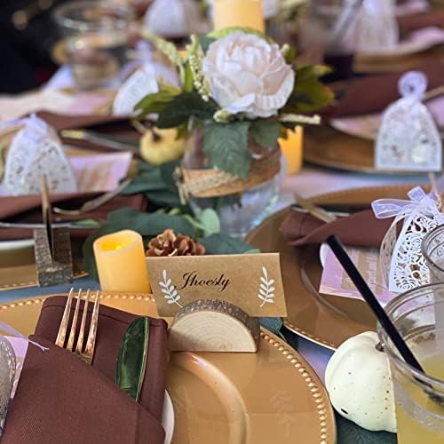 30 Pcs Rustic Wood Place Card Holders with 32 Pcs Kraft Tented Cards