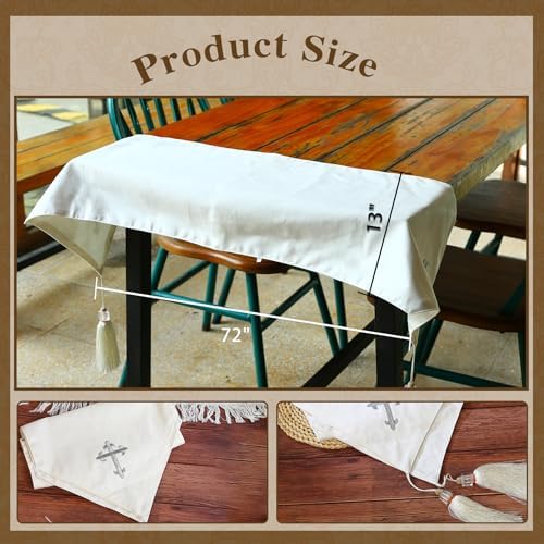 Ohmique White Communion Table Runner with Cross Embroidery