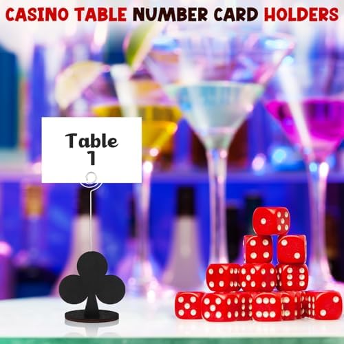 12 Pcs Casino Themed Place Card Holders Poker Shaped Table Number Stands