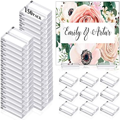 150 Pieces Acrylic Place Card Holder Stand Set