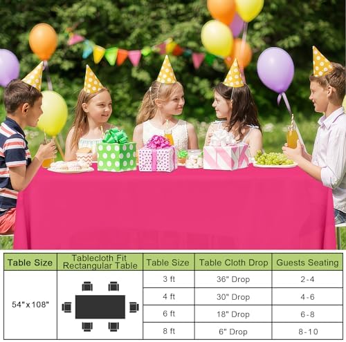 Smiry Disposable Table Cloth 10 Pack Hot Pink 54x108 Inch
