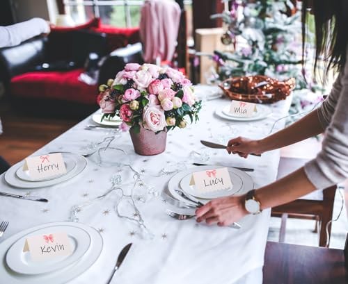 100 Pcs Pink Bow Place Cards 5 Designs
