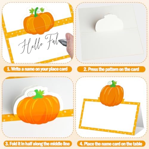 48 Pumpkin Place Cards for Fall Events and Thanksgiving