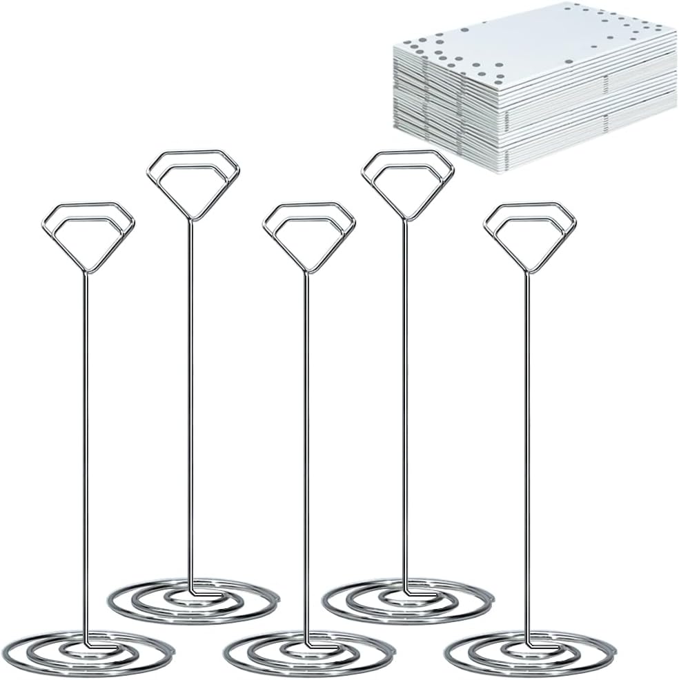 12Pcs Diamond Place Card Holder with Silver Dots